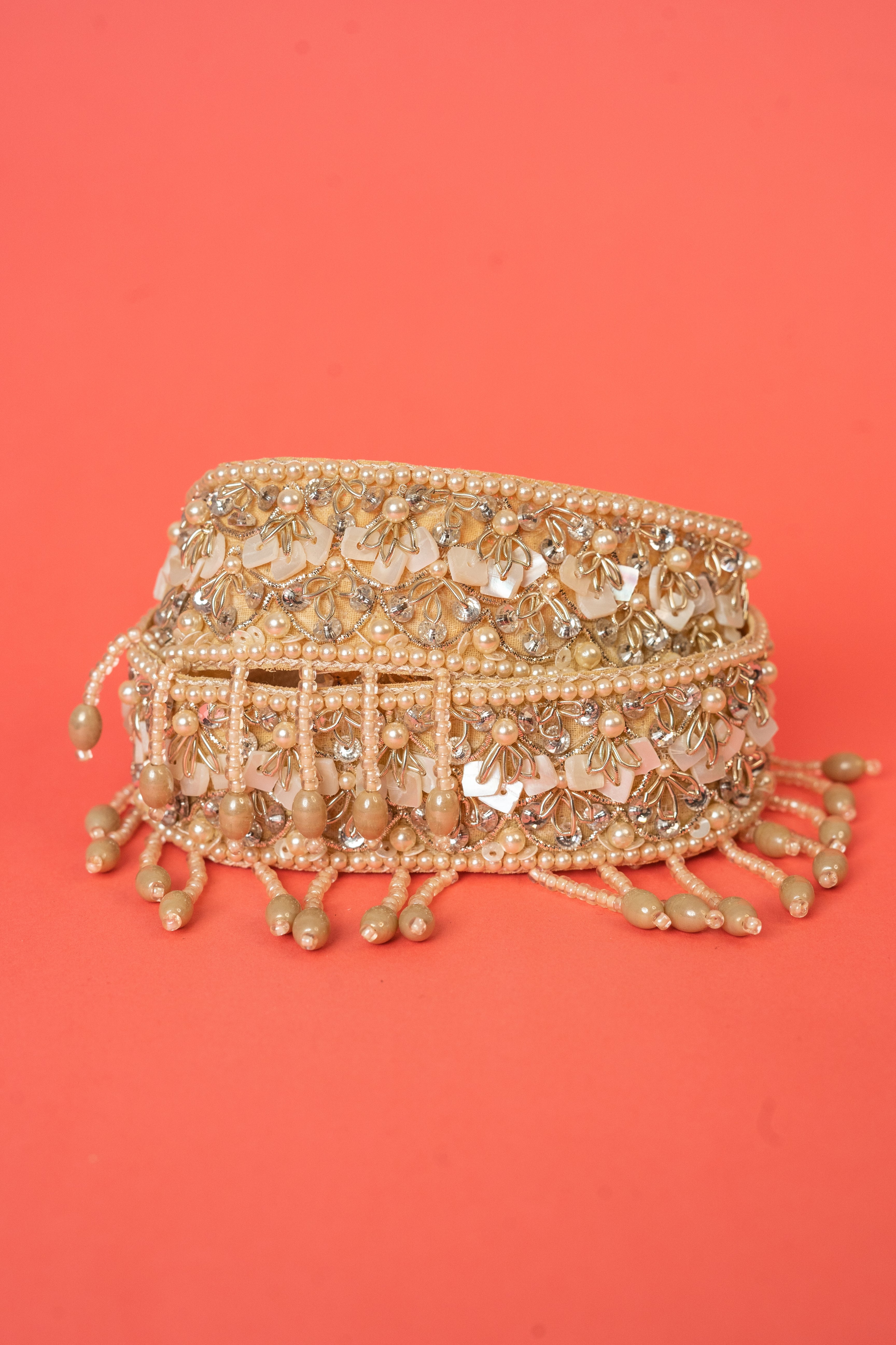 Embroidered Pearls and Swarovski Crystals Waist Belt